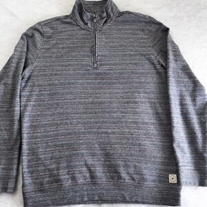 Linksoul Mens Quarter Zip Pullover Sweater Grey Space Dye Stripe Size Medium